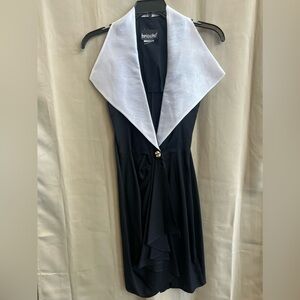 Vintage Brioche Black & White Statement Dress Size 12/14 Contrast Collar